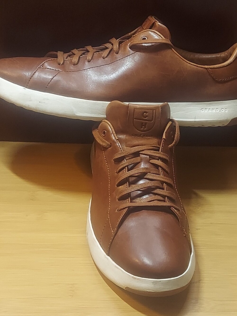 COLE HAAN GRAND PRO WOODBURY TENNIS C22585 MEN'S TAN LEATHER OXFORDS SIZE 13 M